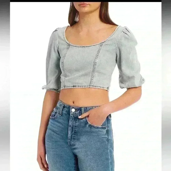 NWT CIRCUS.NY WOMEN’S SMOCKED BACK PULL SHORT SLEEVE CROP TOP SIZE M - Picture 6 of 9